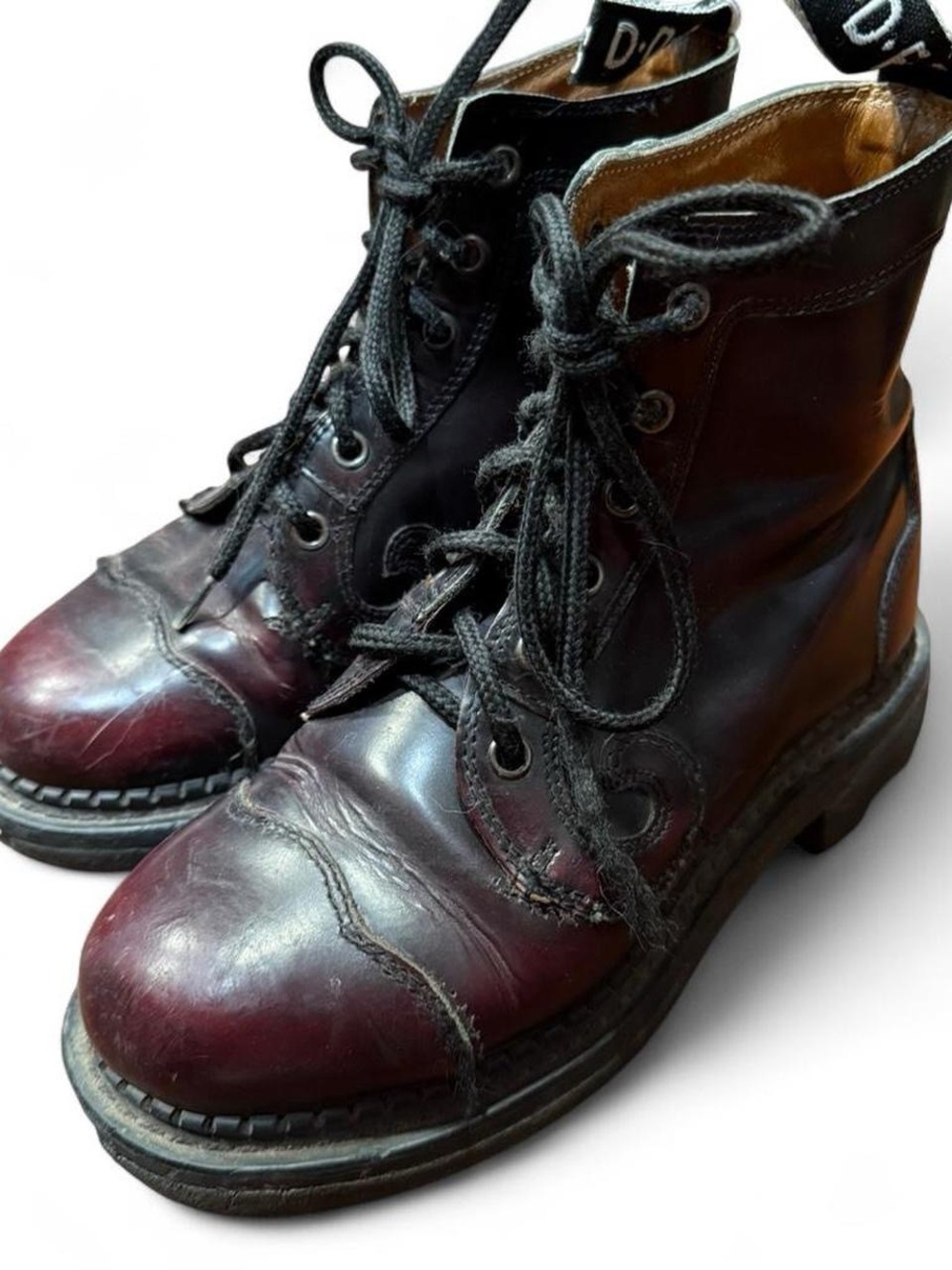 Vintage John Fluevog Derby Swirl Leather High Top Shoes